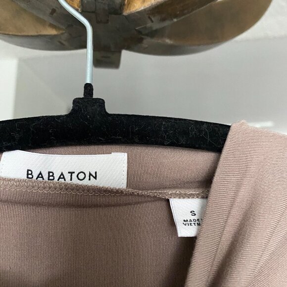 ARITZIA Babaton Boardroom Longsleeve Cowlneck in Taupe Size S - Picture 6 of 7